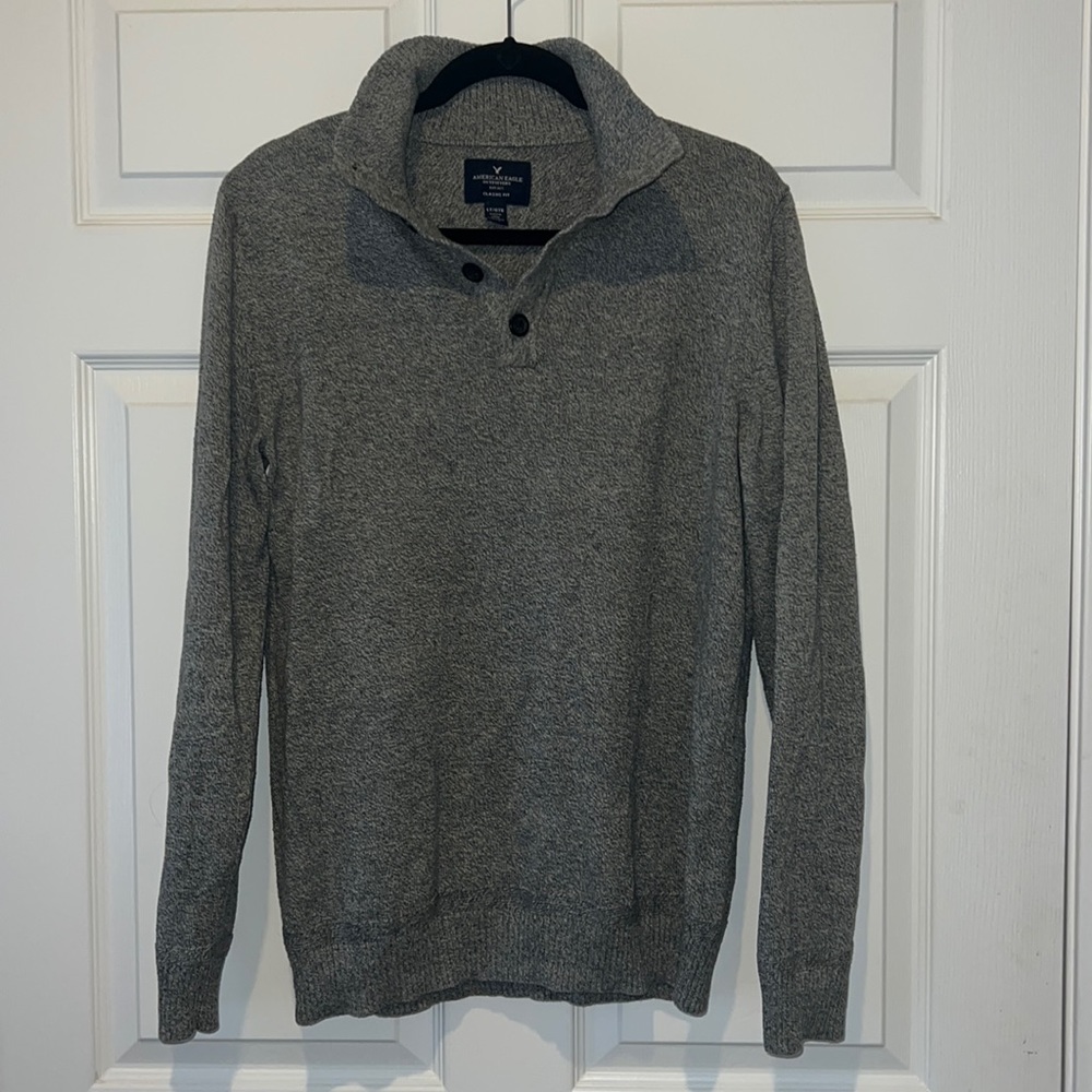 American Eagle 100%‎ cotton Gray collared sweater size Large